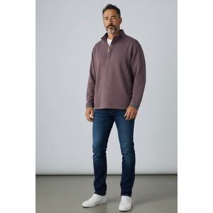 Haggar Clothing Mens Pullover Quarter Zip Long Sleeve Sweater Burgundy‎ XL